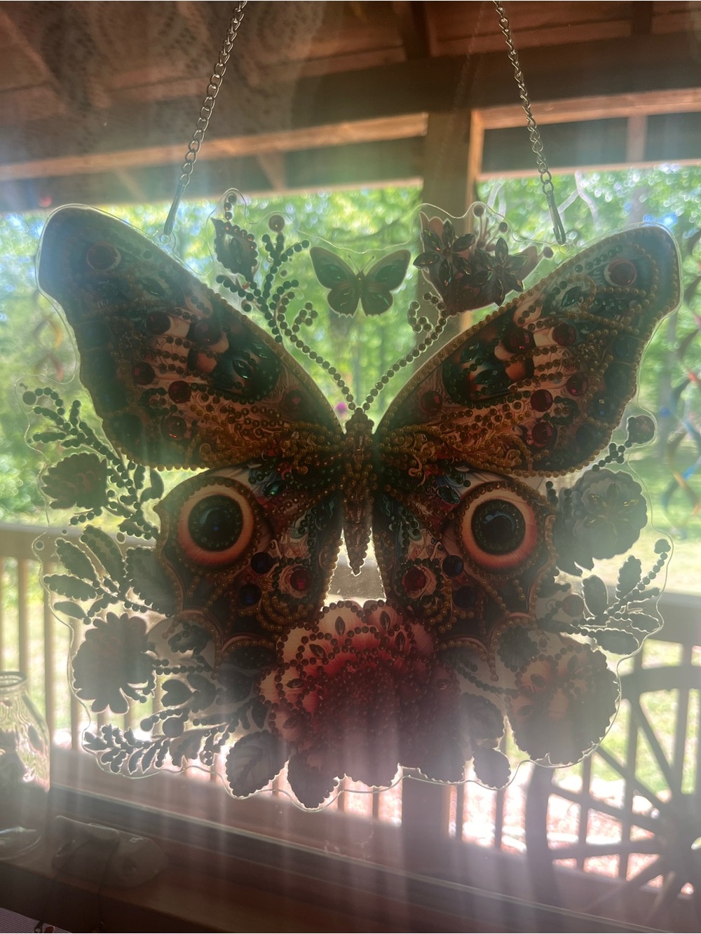 Decorative Diamond Art Butterfly Suncatcher - Multicolor